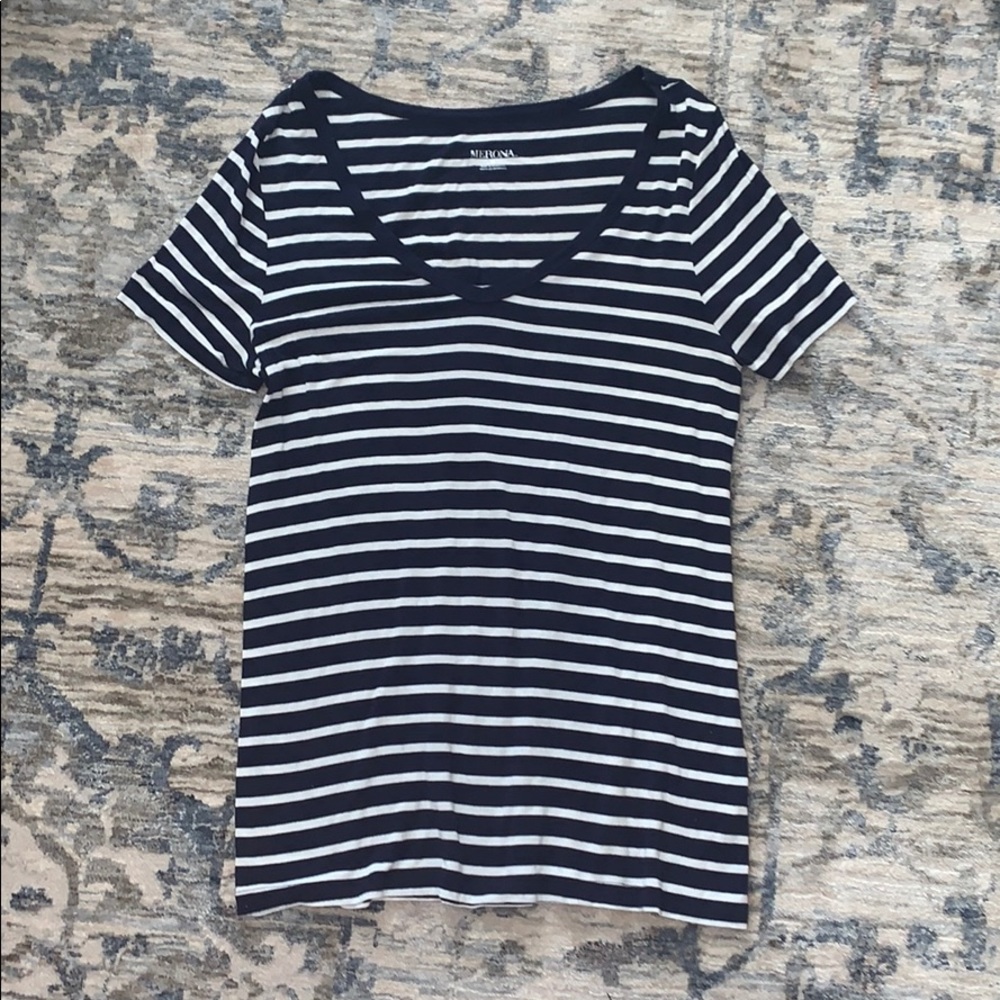 Navy Blue And White Striped Tee